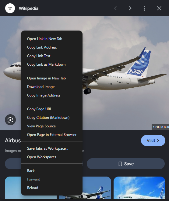 Right-click context menu